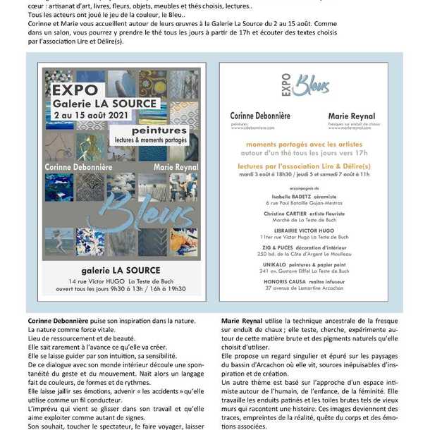 Exposition Bleus galerie La Source La Teste de Buch